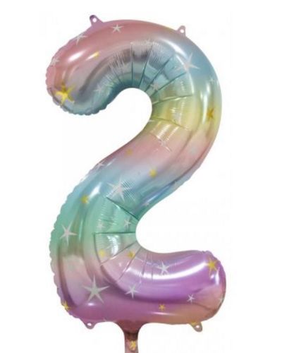 Pastel Rainbow Number 2 Foil Balloon