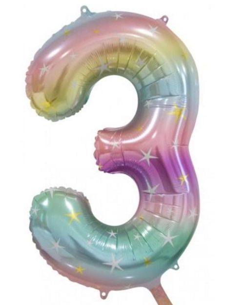 Pastel Rainbow Number 3 Foil Balloon
