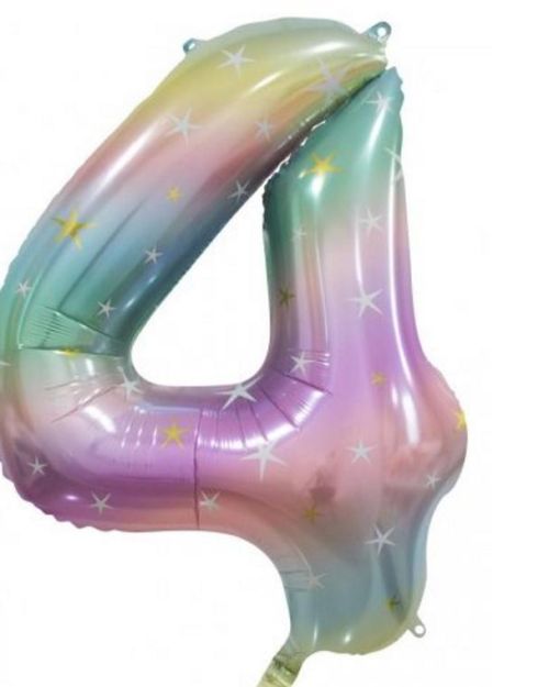 Pastel Rainbow Number 4 Foil Balloon