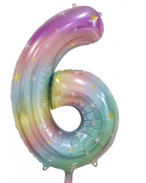 Pastel Rainbow Number 6 Foil Balloon