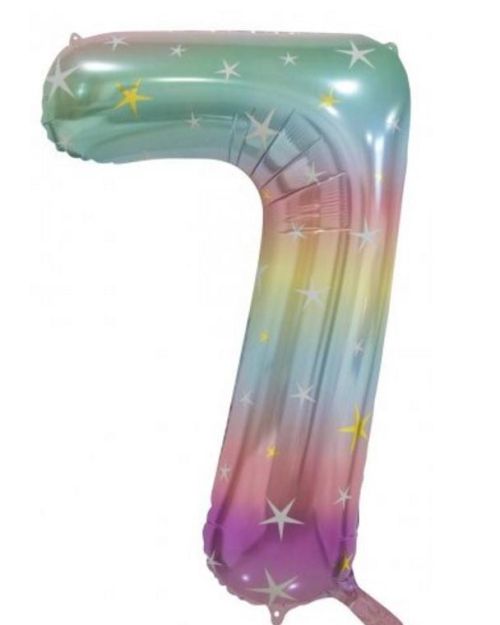 Pastel Rainbow Number 7 Foil Balloon