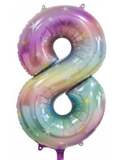 Pastel Rainbow Number 8 Foil Balloon
