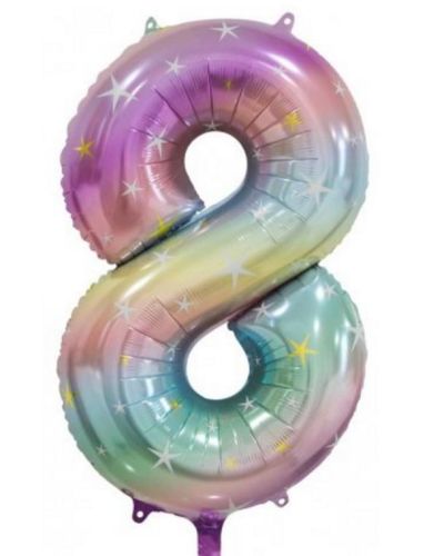 Pastel Rainbow Number 8 Foil Balloon