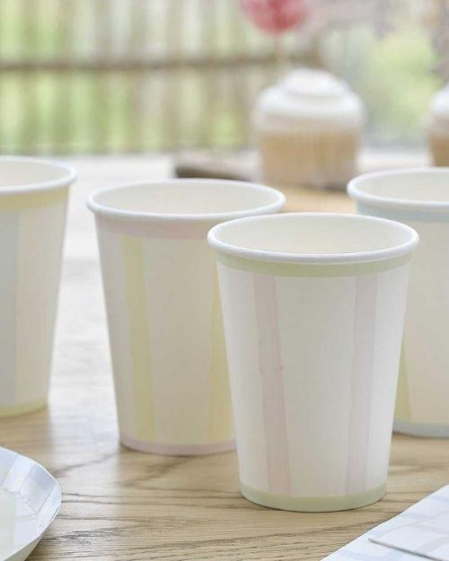 Pastel Stripe Paper Cups 8pk