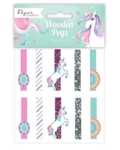 Unicorn Wooden Pegs 10pk