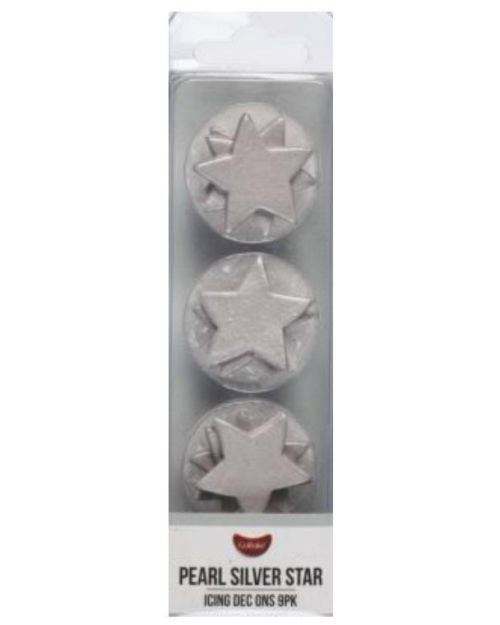 Dec Ons Pearl Silver Stars 9pk