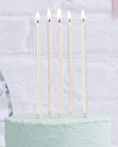 Pearl White Tall Candles – 12pk