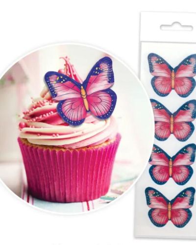 Pink & Purple Butterfly Wafer Toppers