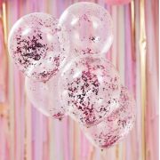 Pink Confetti Balloons 5pk