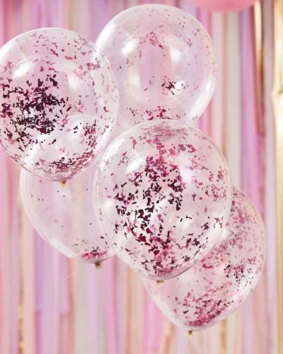 Pink Confetti Balloons 5pk