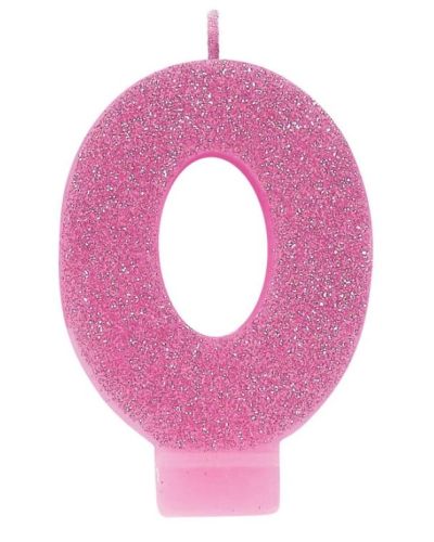 Pink Glitter Candle – Number 0