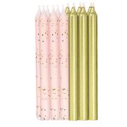 Pink Glitter & Gold Metallic Candles 12pk