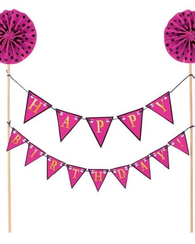 Pink Happy Birthday Bunting Cake Topper