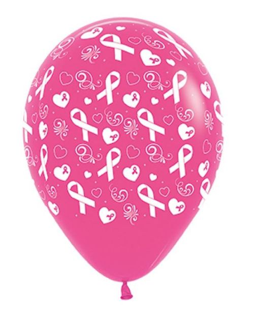 Pink Ribbon Balloons 6pk – Fuchsia