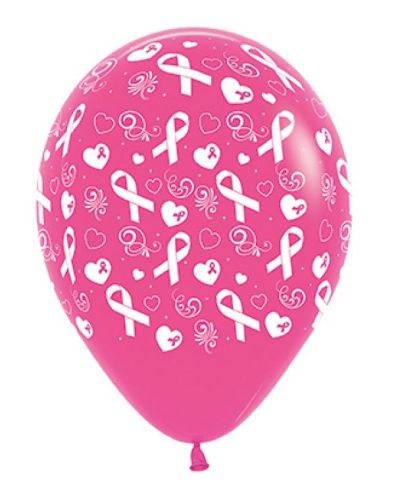 Pink Ribbon Balloons 6pk – Fuchsia