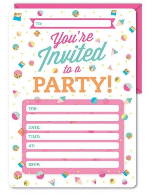 Pink Shapes Invitations 8pk