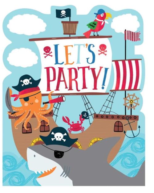 Ahoy Pirate Shark Invitations 8pk