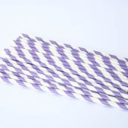 Paper Straws Purple Stripe 24pk