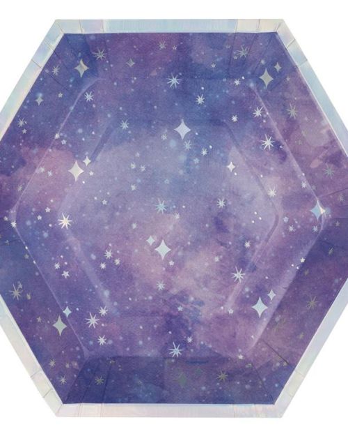 Purple Galaxy Hexagon Shaped Plates 8pk