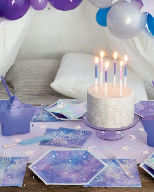 Purple Galaxy Hexagon Shaped Plates 8pk