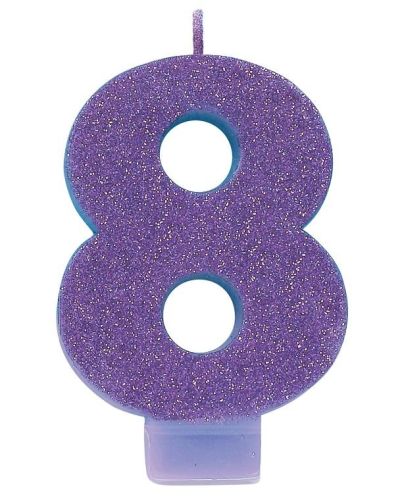 Purple Glitter Candle – Number 8