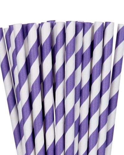 Paper Straws Purple Stripe 24pk