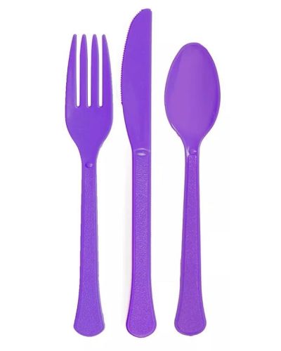 Purple Plastic Cutlery – 24pk