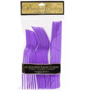 Purple Plastic Cutlery – 24pk