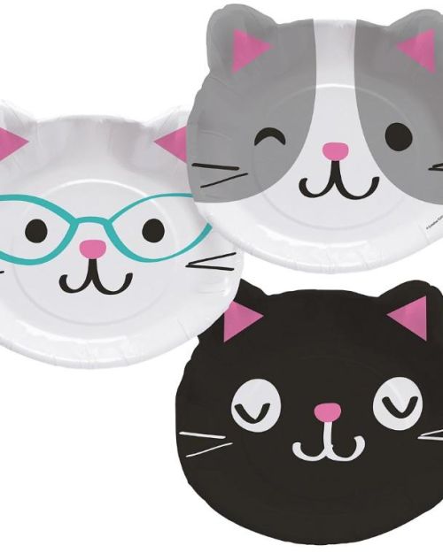Purr-fect Party Cat Face Plates 8pk
