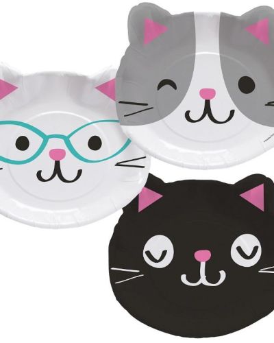 Purr-fect Party Cat Face Plates 8pk