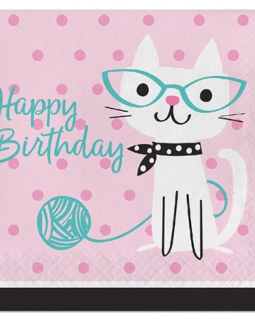 Purr-fect Party Happy Birthday Lunch Napkins 16pk