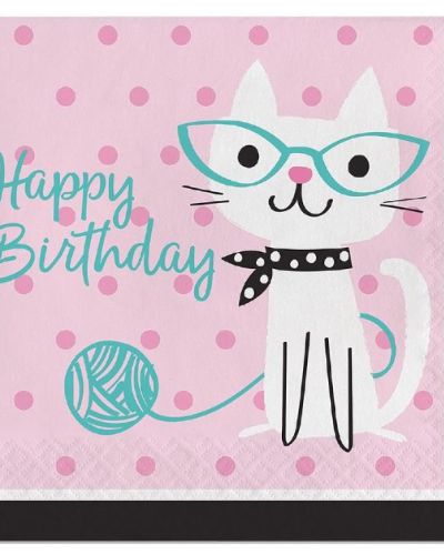 Purr-fect Party Happy Birthday Lunch Napkins 16pk