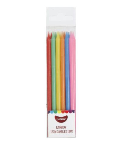 Tall Candles Rainbow 12pk