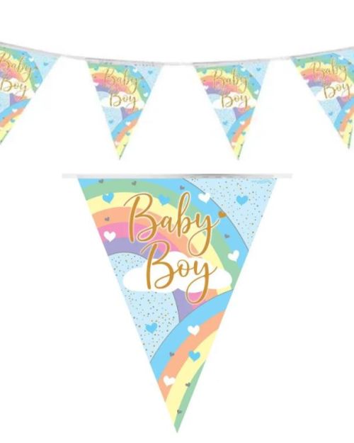 Pastel Rainbow Baby Boy Flag Bunting