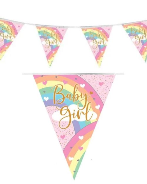 Pastel Rainbow Baby Girl Flag Bunting