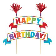 Rainbow Happy Birthday Banner Cake Topper