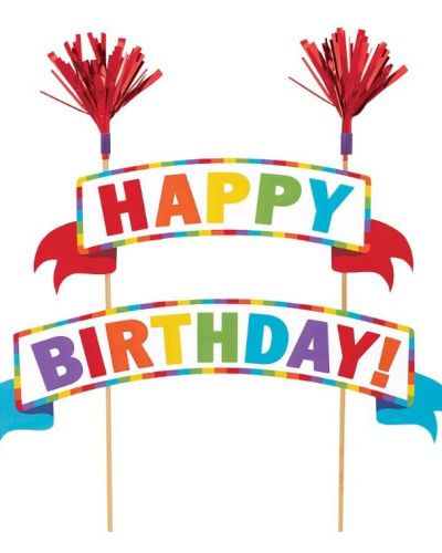 Rainbow Happy Birthday Banner Cake Topper