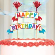 Rainbow Happy Birthday Banner Cake Topper