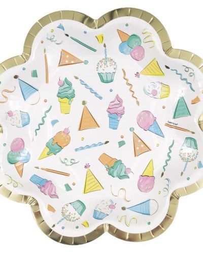Rainbow Birthday Sweets Flower Shaped Plates 8pk