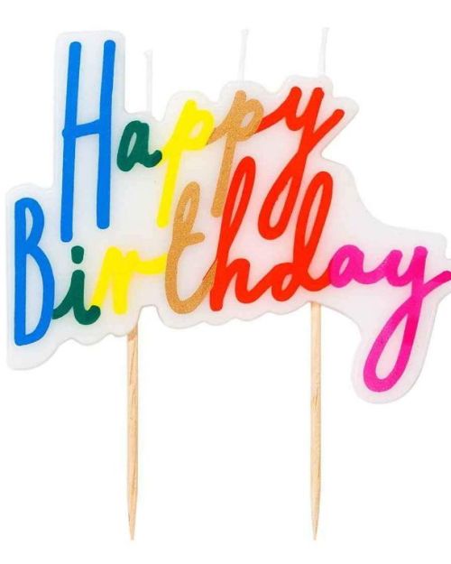 Rainbow Brights Happy Birthday Candle