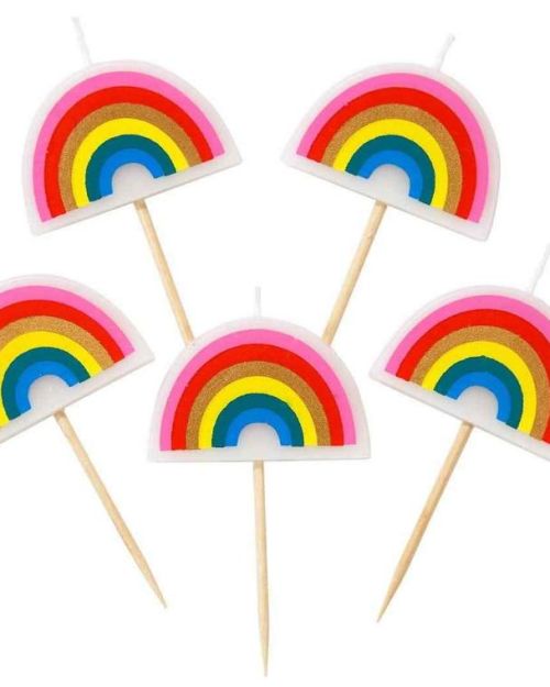 Rainbow Brights Rainbow Shaped Candles 5pk
