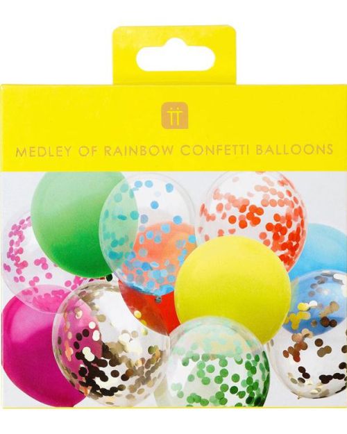 Rainbow Confetti Balloons 12pk