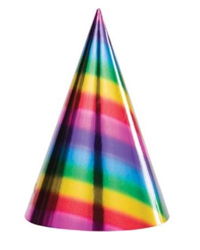 Rainbow Foil Party Hats 8pk