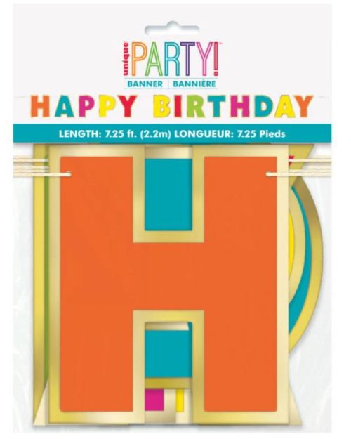 Rainbow & Gold Happy Birthday Garland