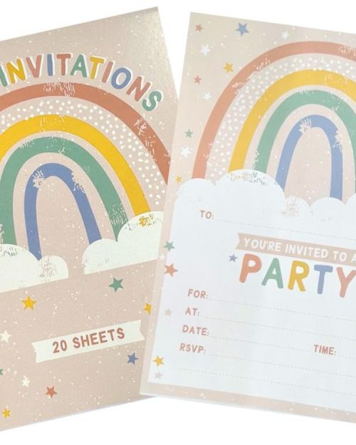 Party Invitations – Pastel Rainbow
