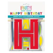 Rainbow & Silver Happy Birthday Garland