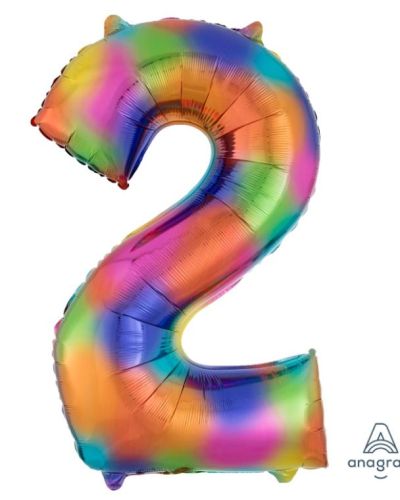 Rainbow Splash Number 2 Foil Balloon