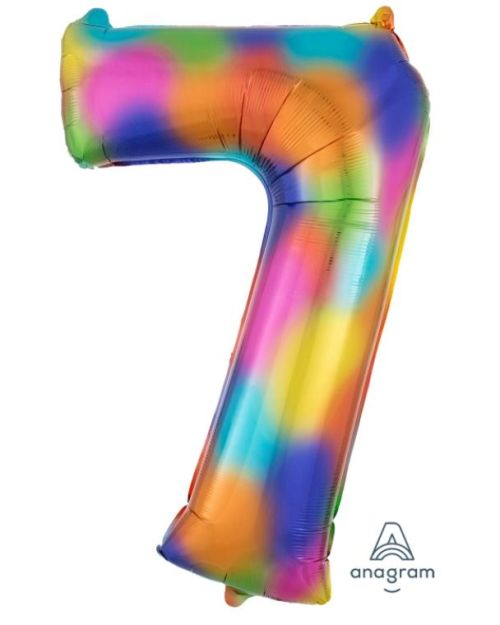 Rainbow Splash Number 7 Foil Balloon