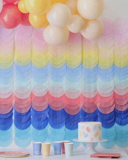 Rainbow Tissue Disc Party Backdrop