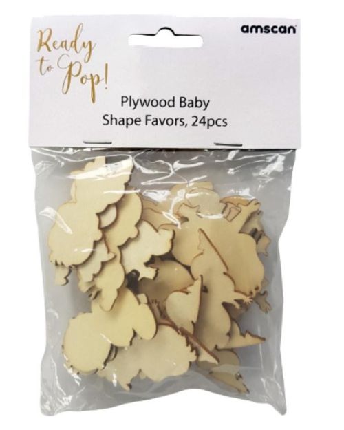 Ready to Pop Wooden Baby Shape Favours